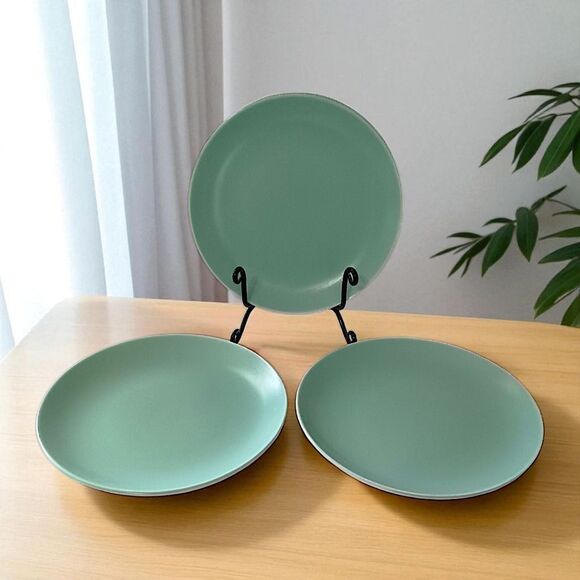 3 Poole Pottery Side Plates TwinTone Gloss Glaze Ice Green Vintage England MCM - Picture 11 of 15